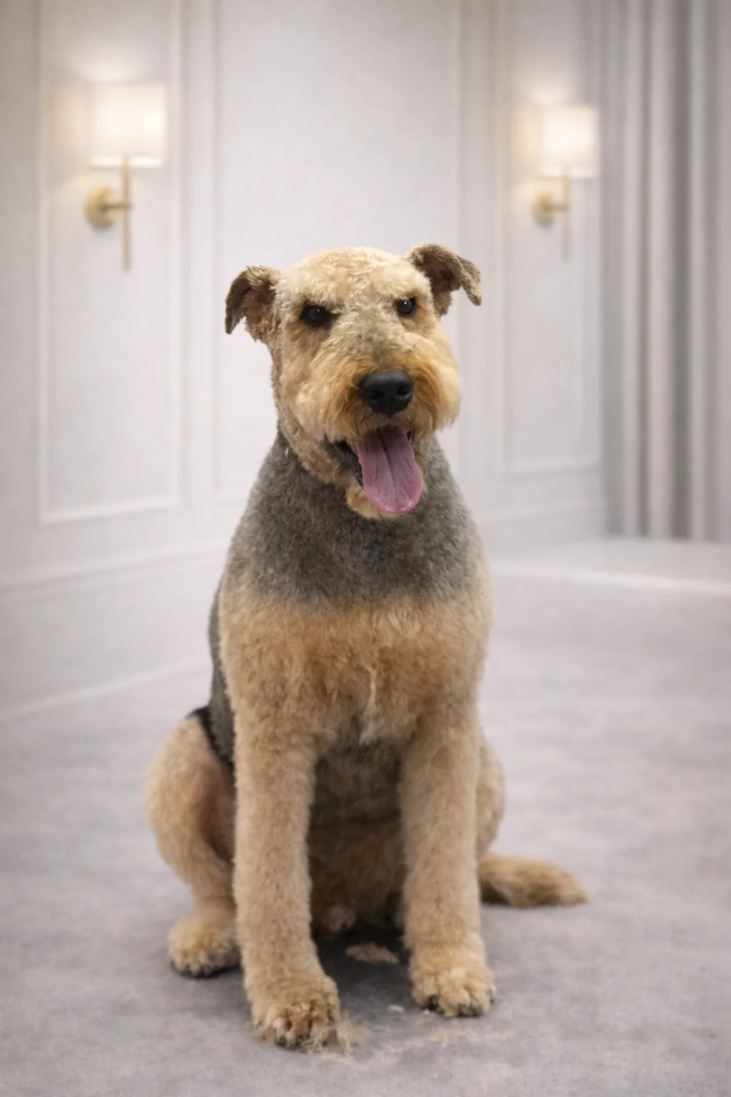 Airedale Terrier after full groom at Pawfect Beauty Las Vegas