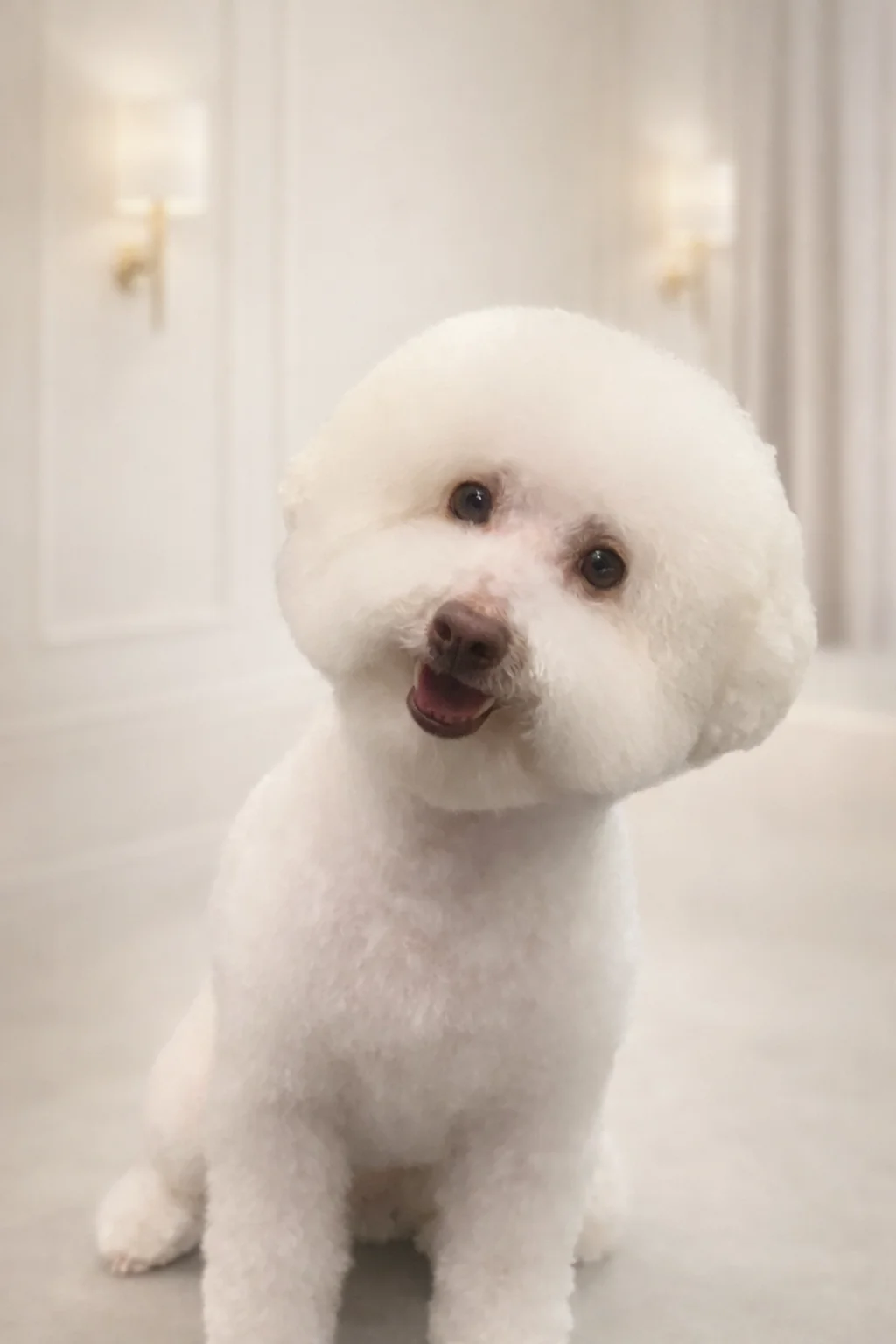 White Bichon Frise freshly groomed at Pawfect Beauty Las Vegas